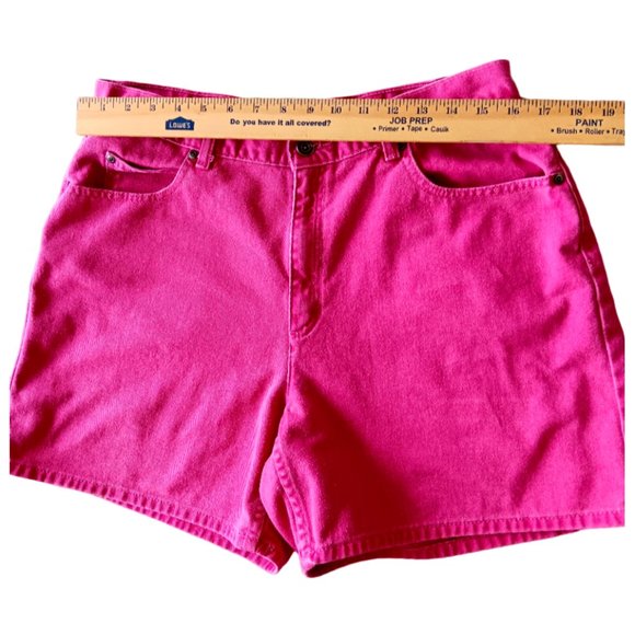 WOMENS LIZ CLAIBORNE CLASSIC FIT DENIM JEAN SHORTS 16P PINK RASPBERRY - Picture 6 of 7
